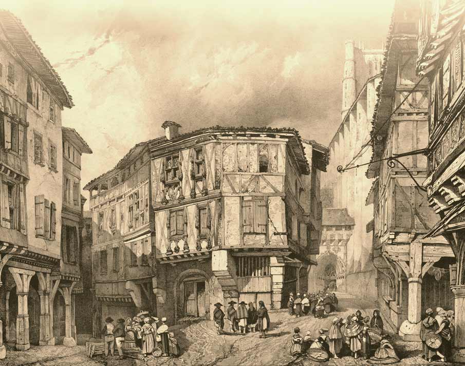 Gravure - Place de la Pile - Albi